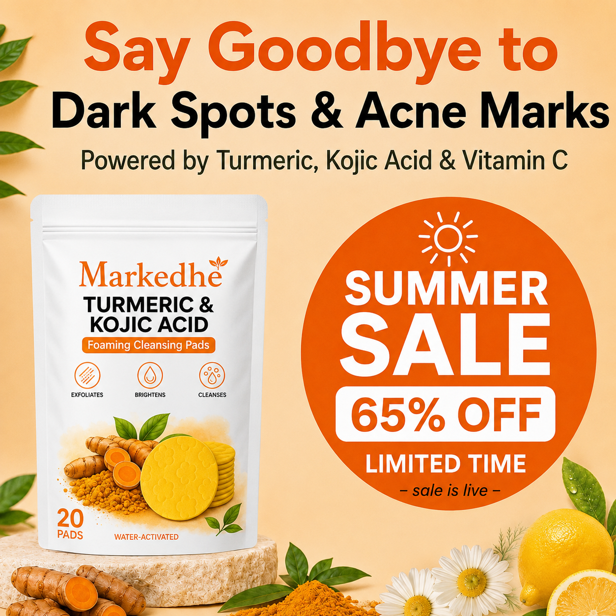 🔥Last Day 68% OFF-Markedhe Turmeric Kojic Glow Pads