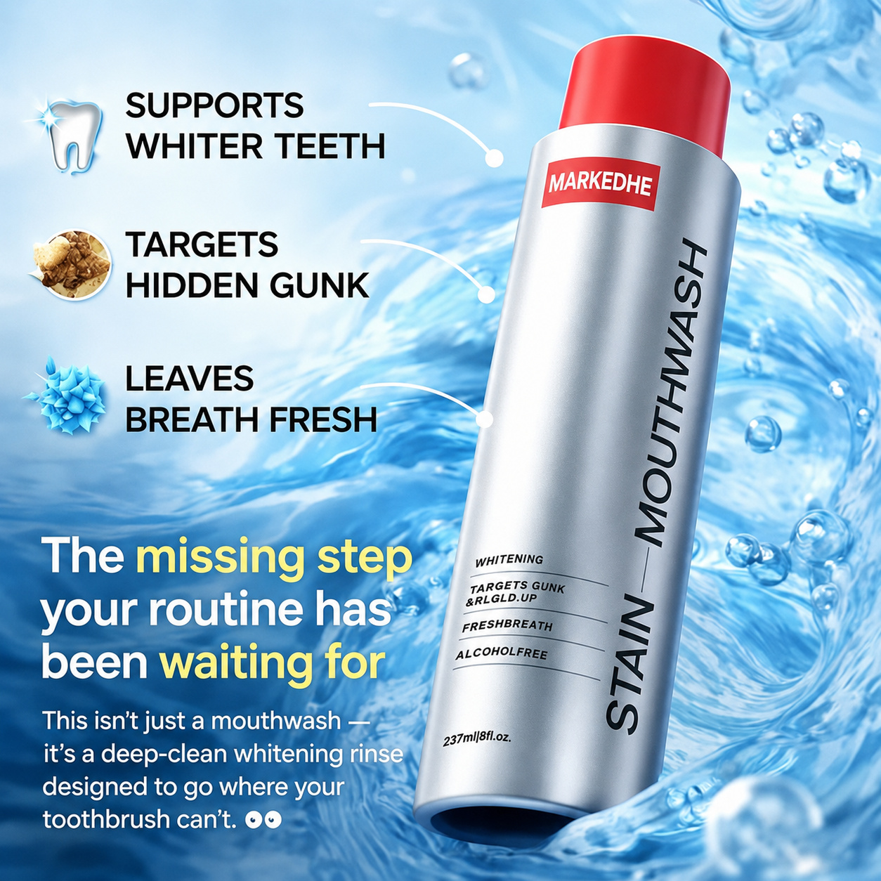 ✨ MARKEDHE  Mouthwash｜Not Just Fresher Breath — A Truly Deep Clean Feeling 🦷💜