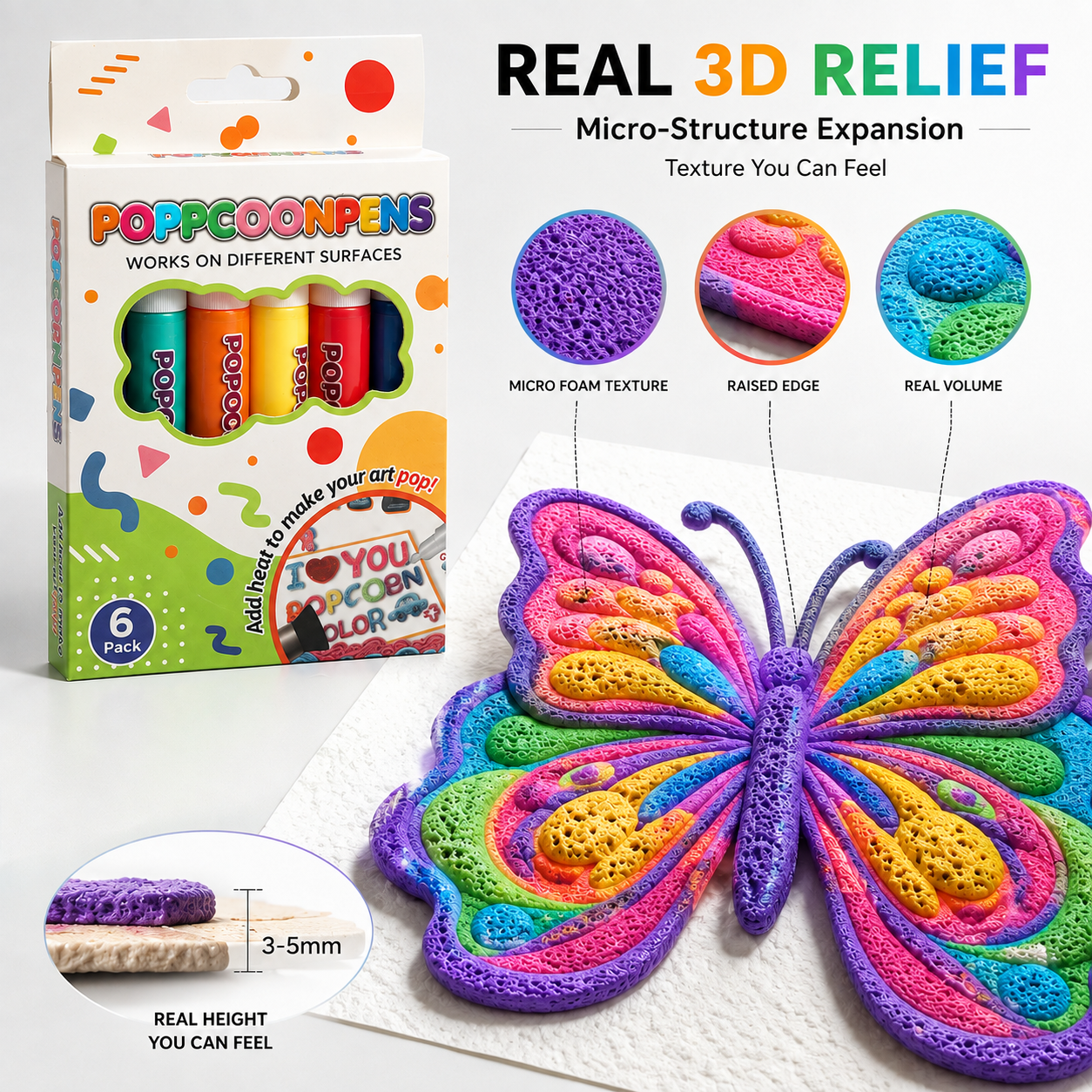 🔥Save 50% by ordering today丨🌿MARKEDHE 3D Relief Art Pen – Turn Flat Drawings Into Touchable 3D Art