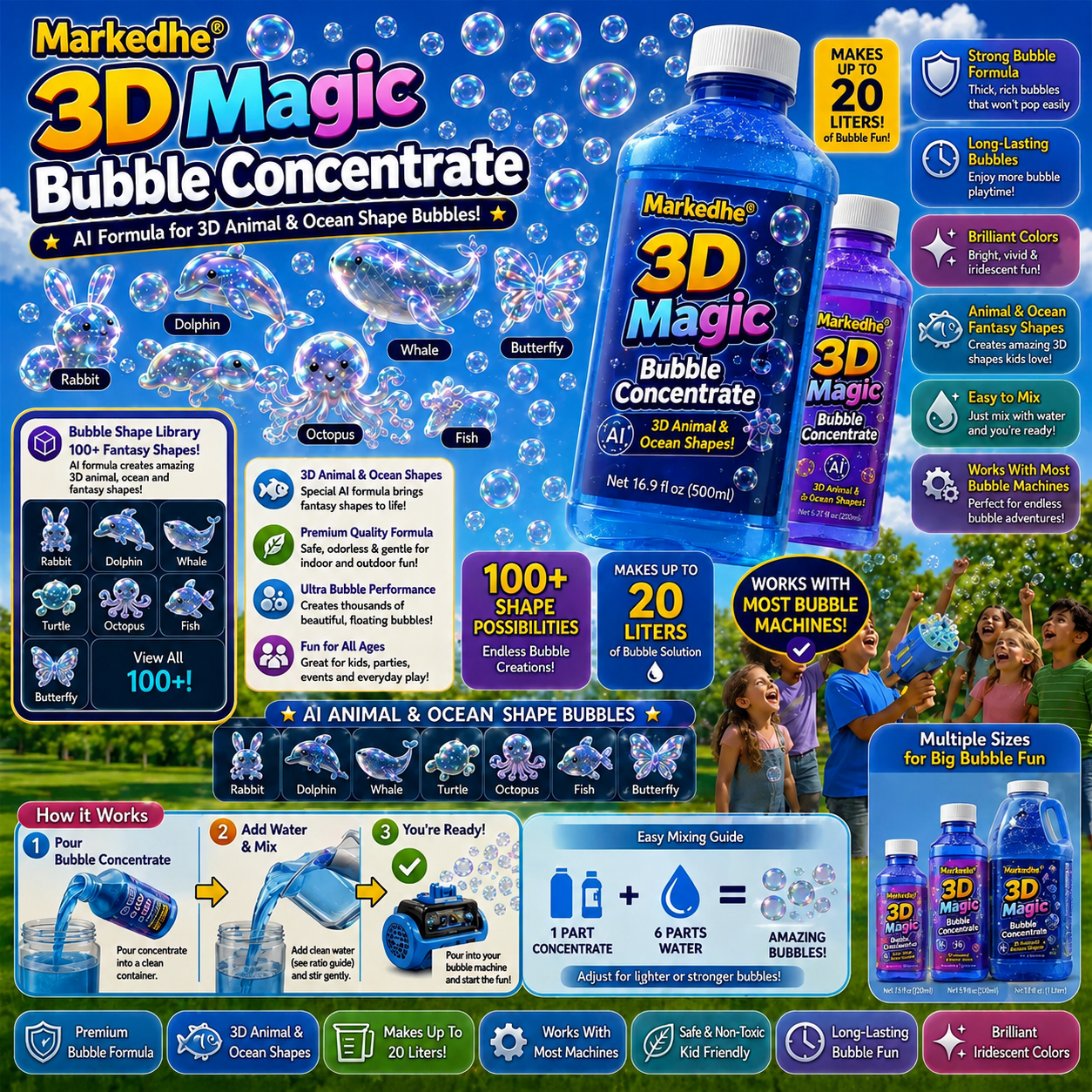 Markedhe Super 3D Magic Bubble Concentrate —— Animal & Ocean Fantasy Theme