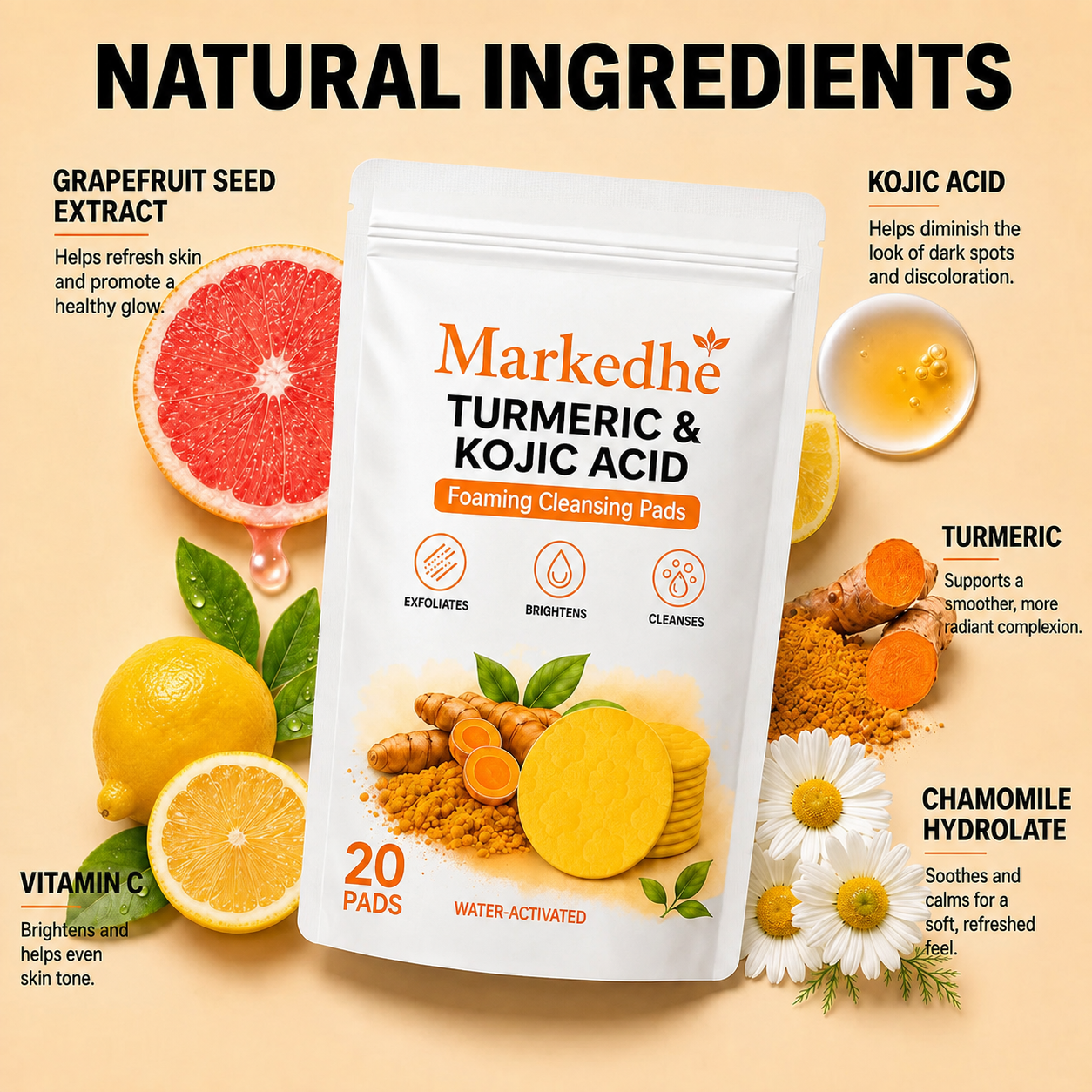 🔥Last Day 68% OFF-Markedhe Turmeric Kojic Glow Pads